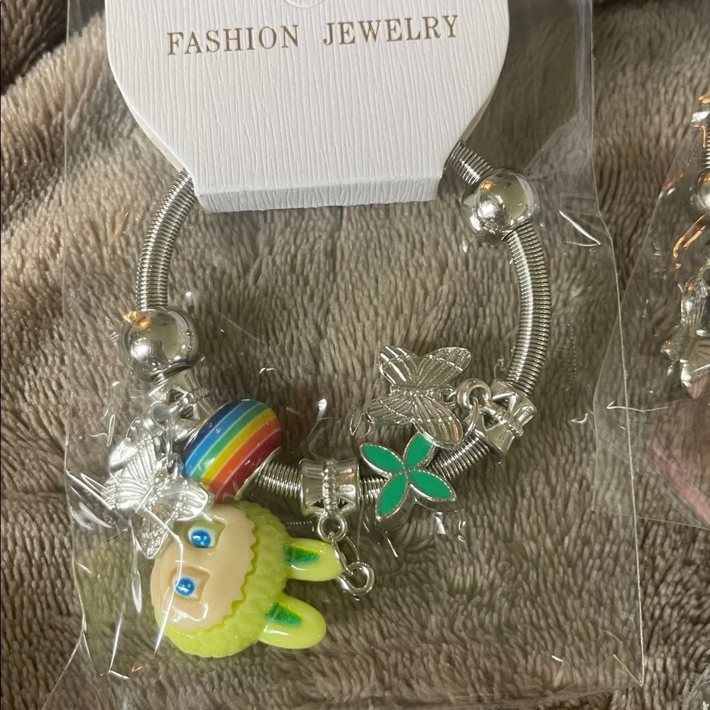 Colorful Kids Labubu Charm Bracelets silver and gold toned set of 20 nwt